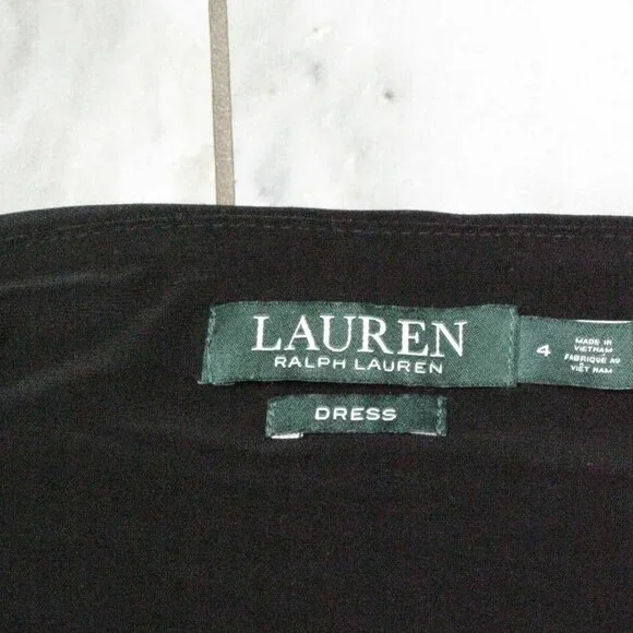 Lauren Ralph Lauren Black/White Floral 3/4 Sleeve Midi Dress Size 4